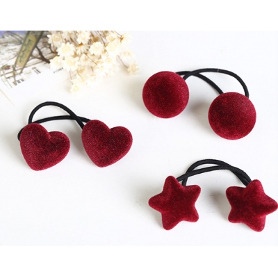 Fashion Plush Velvet Stars Love Hair Rope Rubber Hair Band